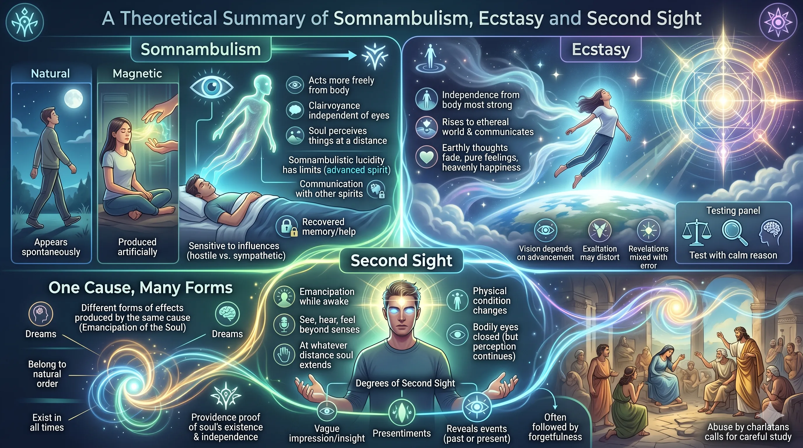 A Theoretical Summary of Somnambulism, Ecstasy and Second Sight